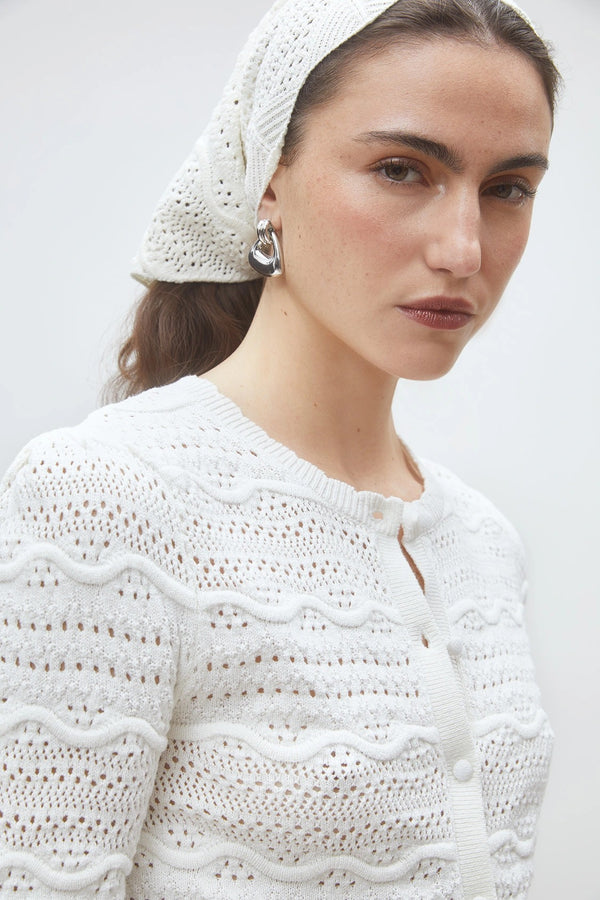 Ganach Fancy openwork knit cardigan