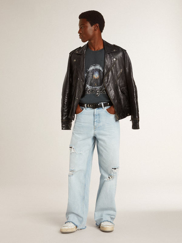 GOLDEN GOOSE TROUSERS P001850 CLOUD BLUE