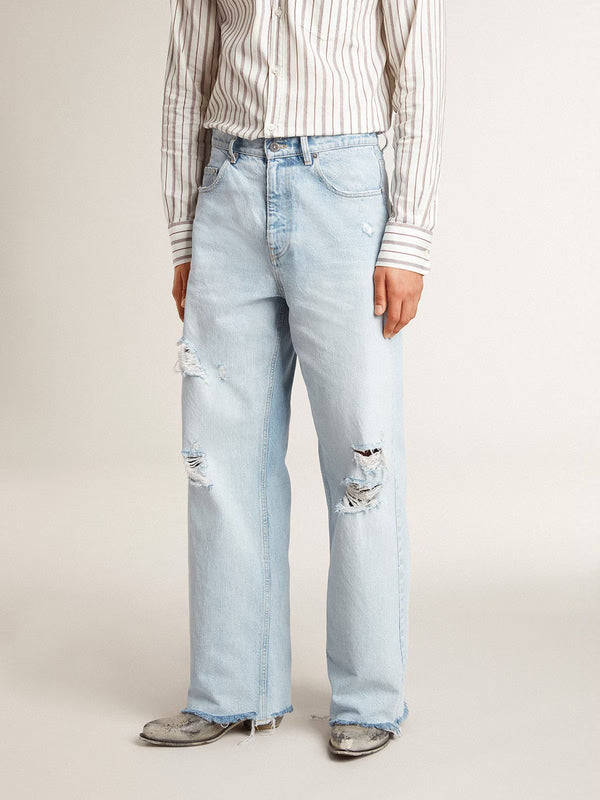 GOLDEN GOOSE TROUSERS P001850 CLOUD BLUE