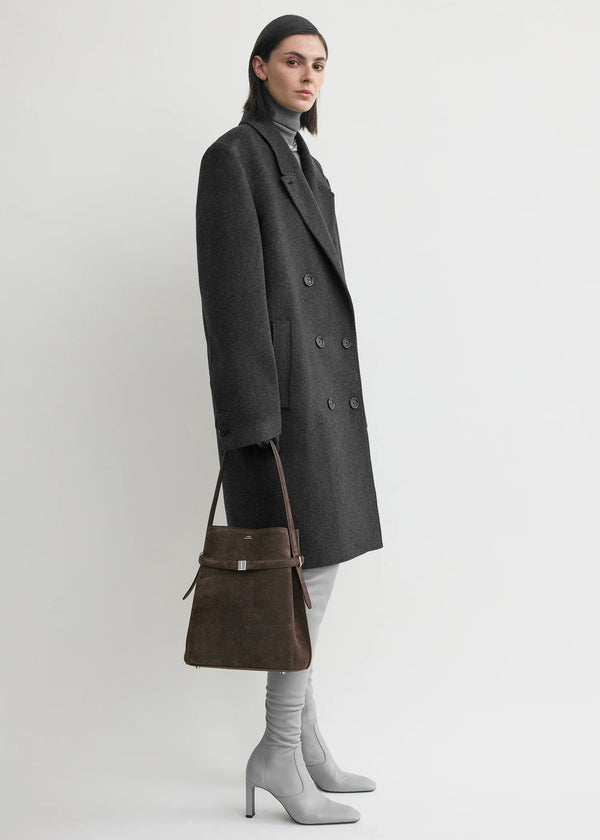 TOTEME - BELTED SUEDE BUCKET BAG BROWN