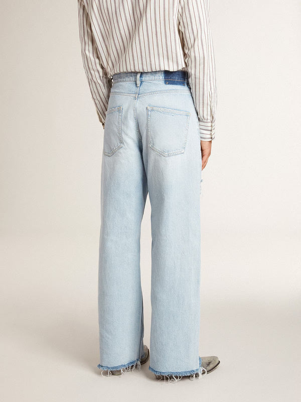 GOLDEN GOOSE TROUSERS P001850 CLOUD BLUE