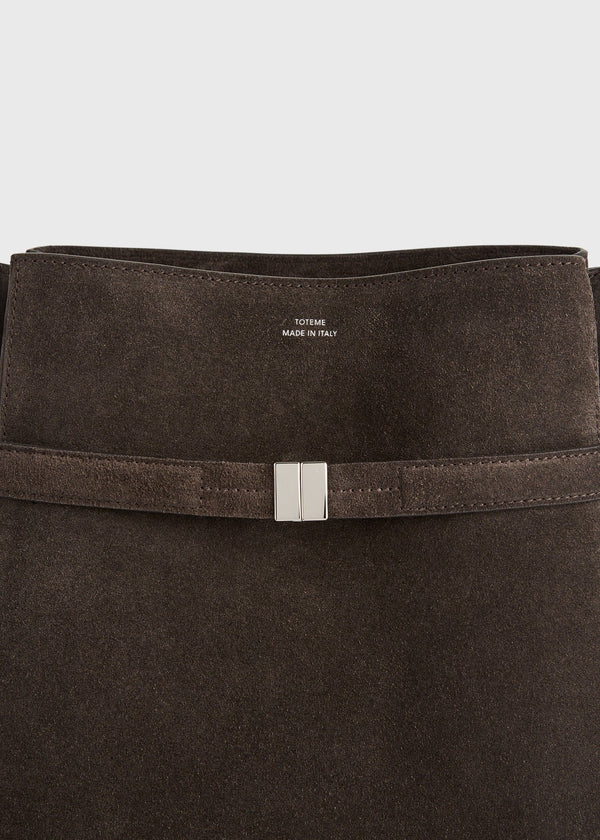 TOTEME - BELTED SUEDE BUCKET BAG BROWN