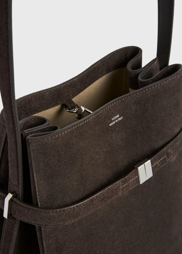 TOTEME - BELTED SUEDE BUCKET BAG BROWN
