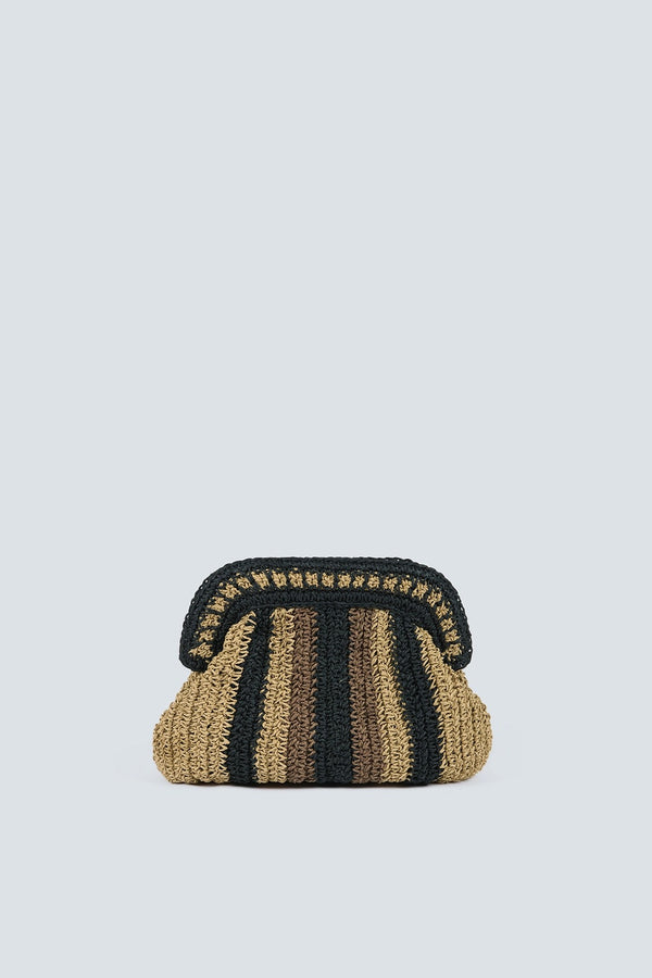 Arvel - Striped raffia clutch bag