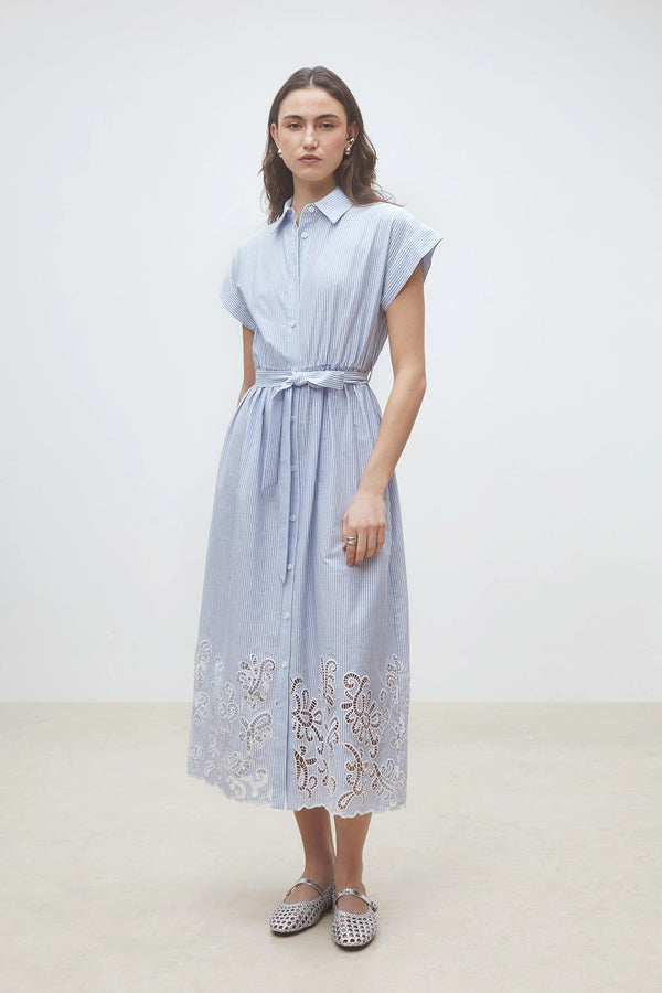 Clark - Long shirt dress with embroidered stripes