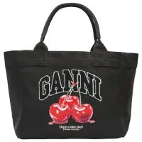 GANNI MEDIUM TRAPEZE SHOPPER CHERRY PRINTED
