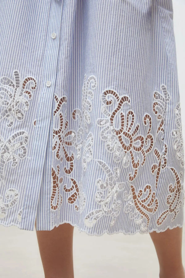 Clark - Long shirt dress with embroidered stripes