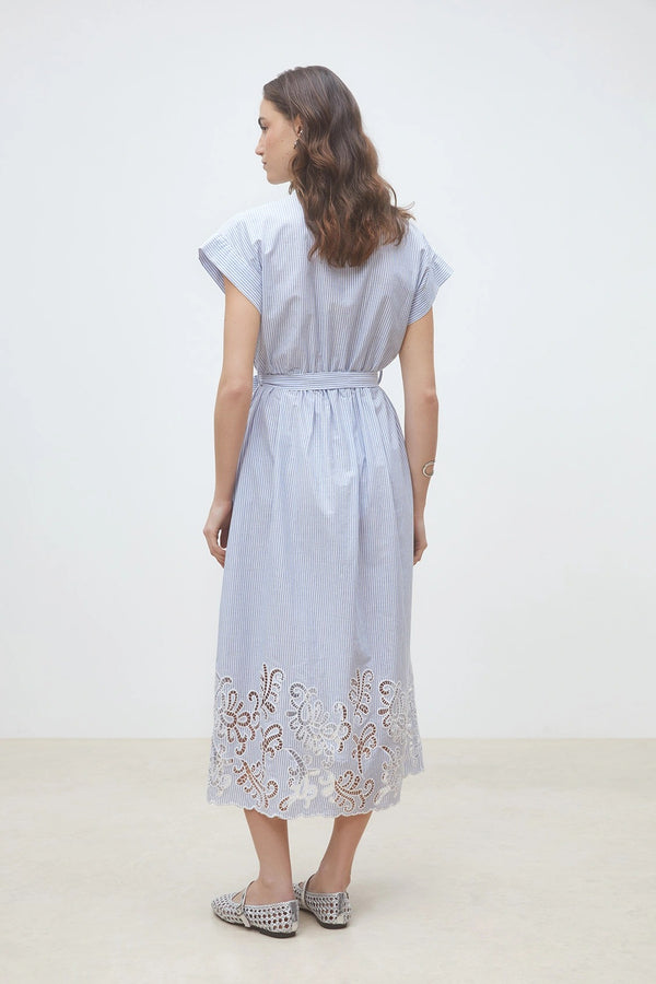 Clark - Long shirt dress with embroidered stripes