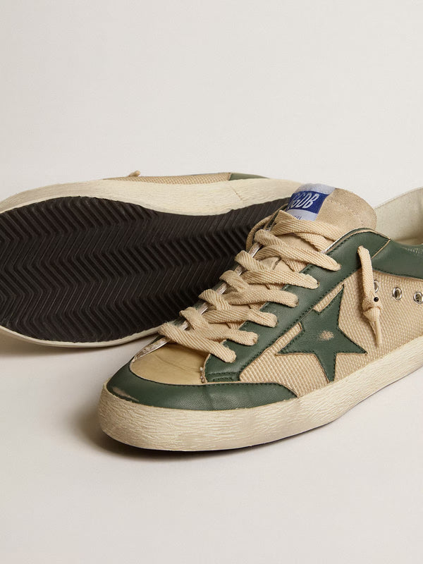 MEN'S SUPER-STAR IN CREAM MESH AND GREEN NAPPA WITH NAPPA