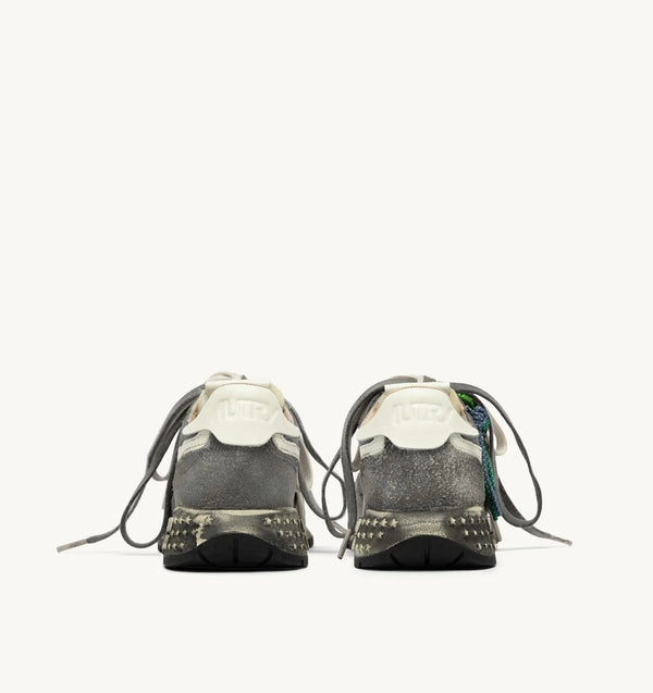 REELWIND SUPER VINTAGE SNEAKERS IN WHITE AND BLACK SUEDE AND NYLON