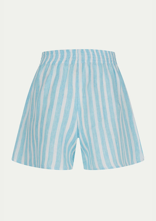 CORA SHORTS STRIPED AQUA BLUE