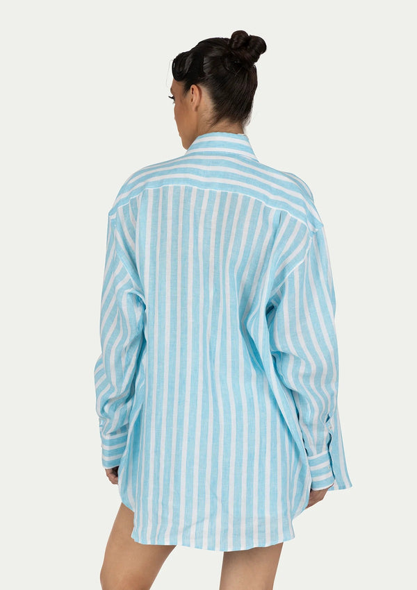 VANESSA SHIRT STRIPED AQUA BLUE