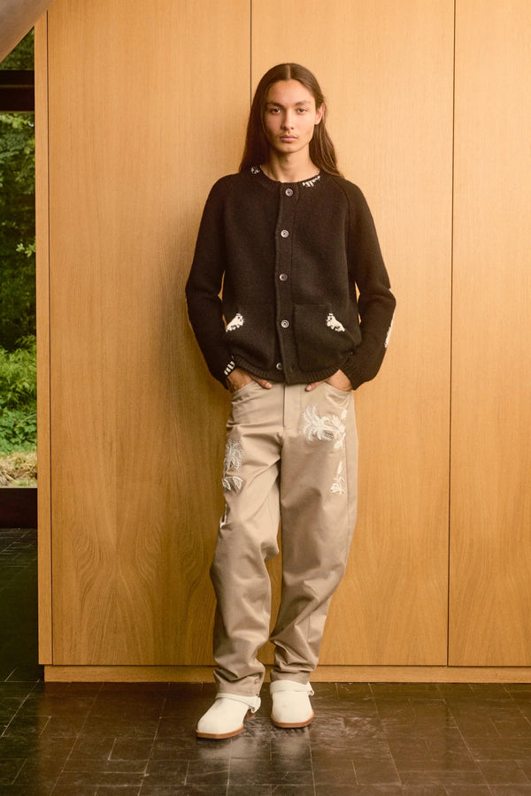 Black Felted Wool Cardigan