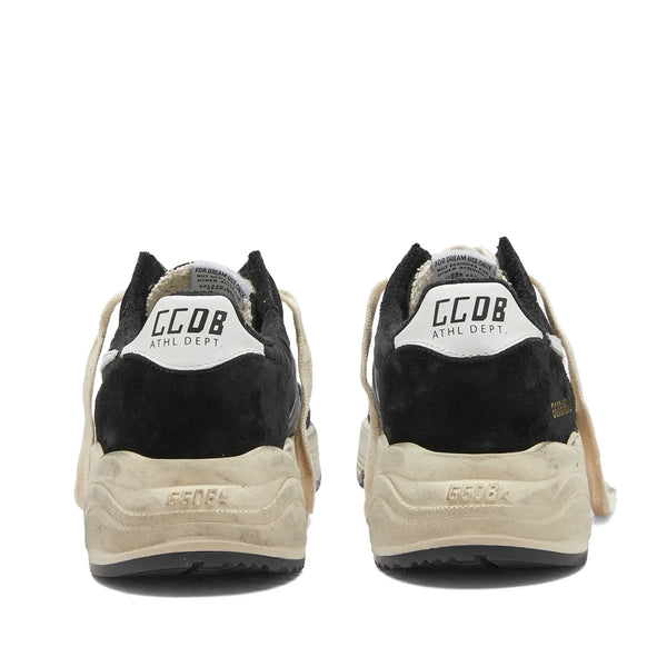 RUNNING SOLE NYLON UPPER SUEDE TOE AND SPUR LEATHER STAR&AND HEEL - BLACK/WHITE