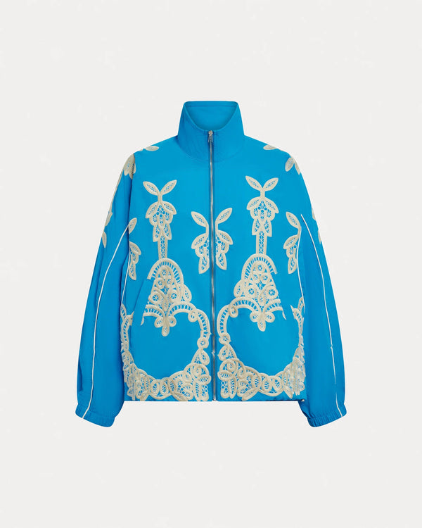 Turquoise Embroidered Track Jacket