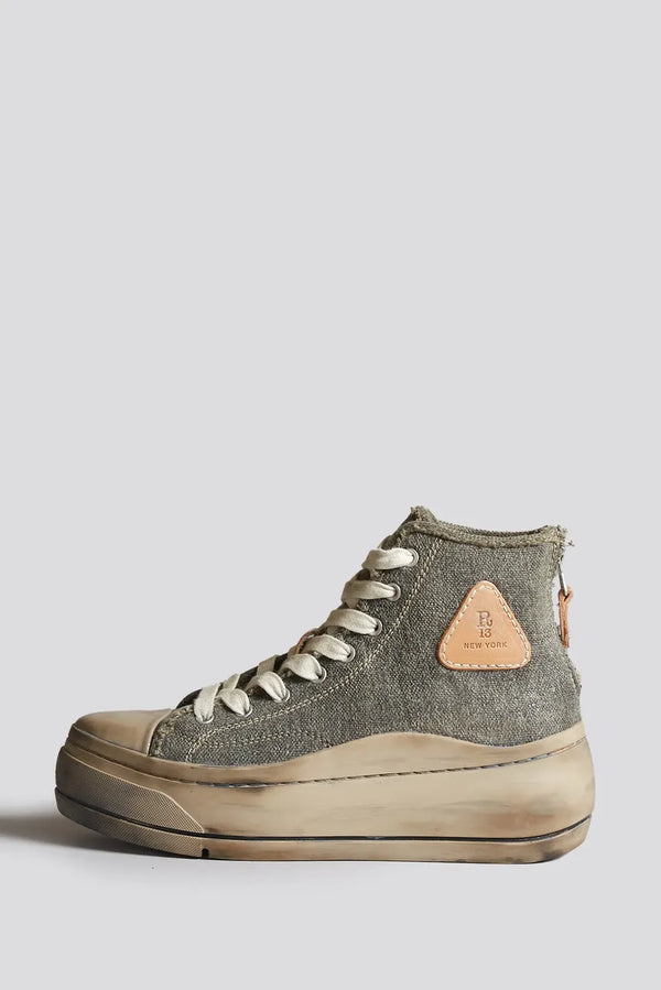 R13 - KURT HIGH TOP SNEAKER - WASHED OLIVE
